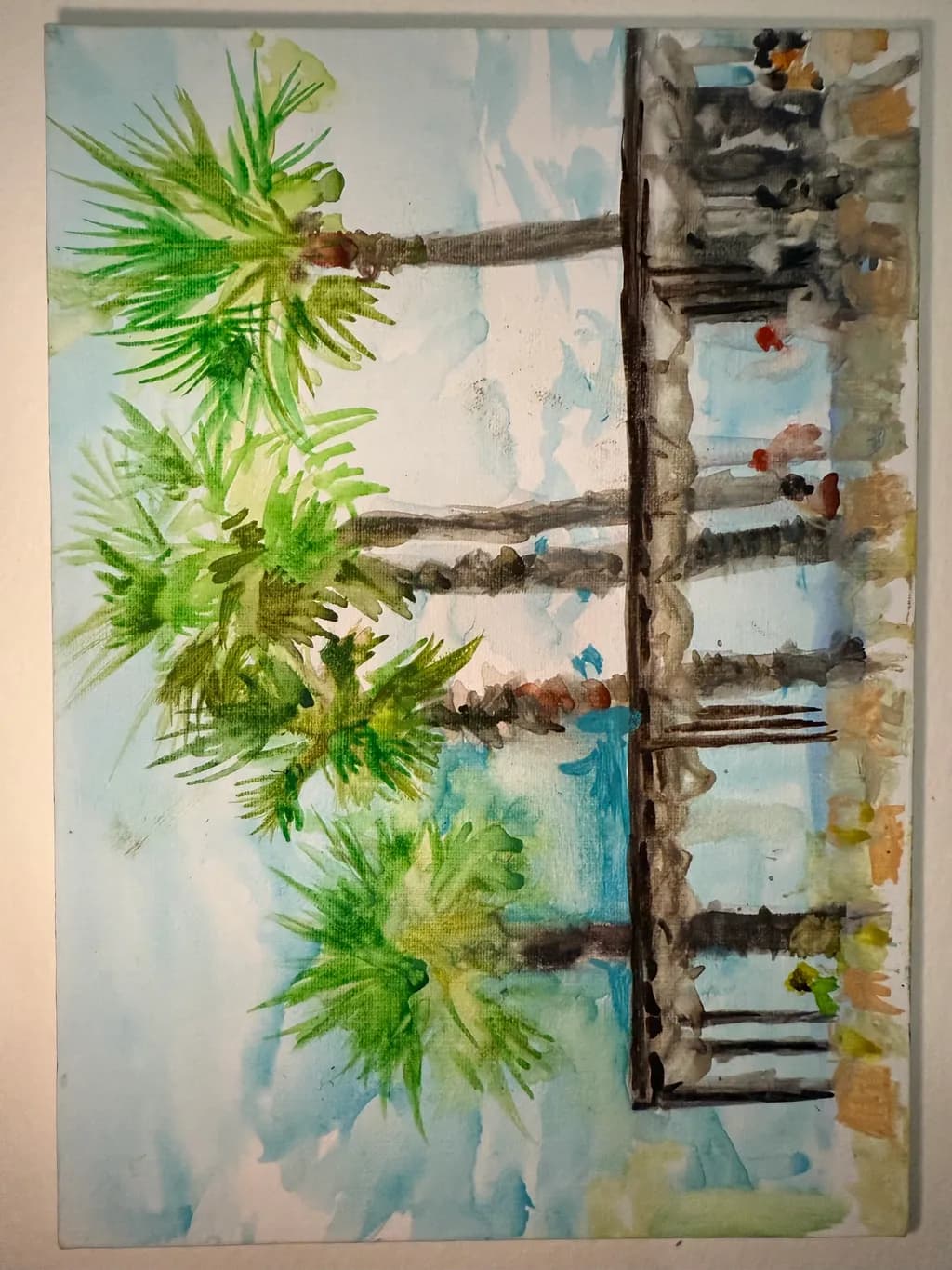 Tropical Serenity: A Watercolor Escape to Palm-Lined Shores