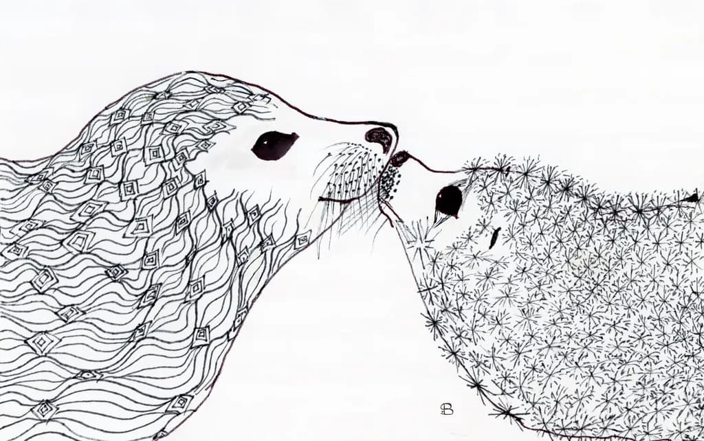 Whimsical Embrace: A Dance of Seals and Nature's Patterns