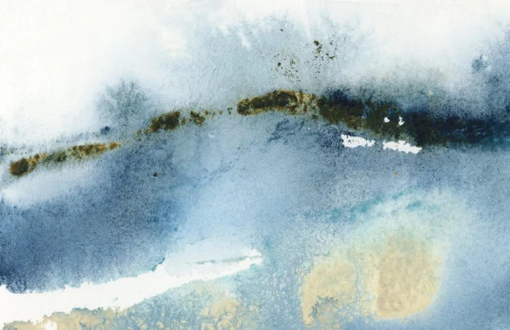Whispers of the Ocean: A Serene Watercolor Journey Through Blue Hues and Soft Textures