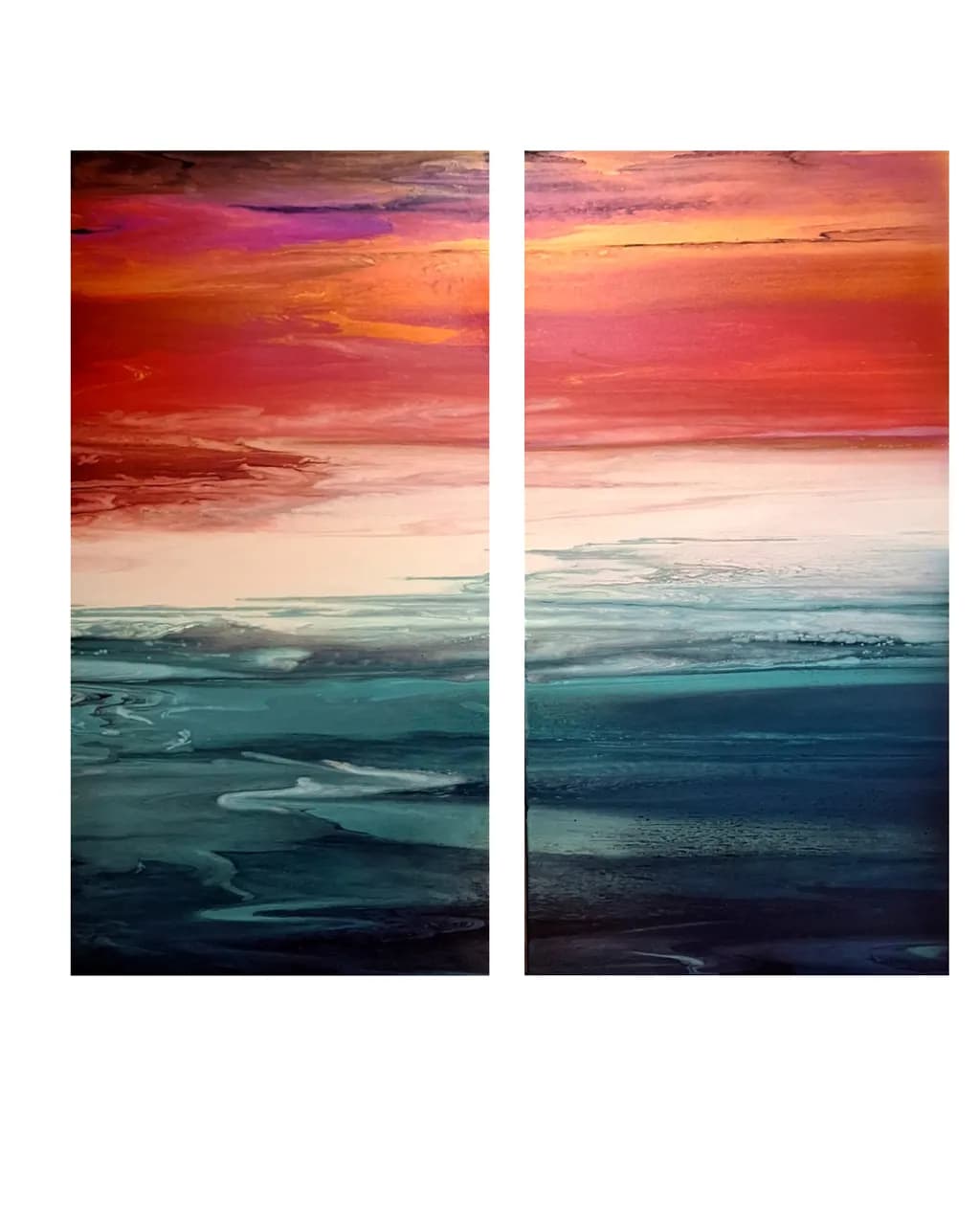 Ocean Sunset Diptych