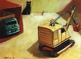 Whimsical Construction: A Playful Cat's Adventure in a Toy World