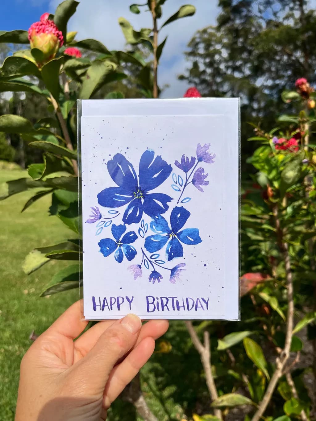 Whimsical Floral Birthday Wishes: A Hand-Painted Celebration Card