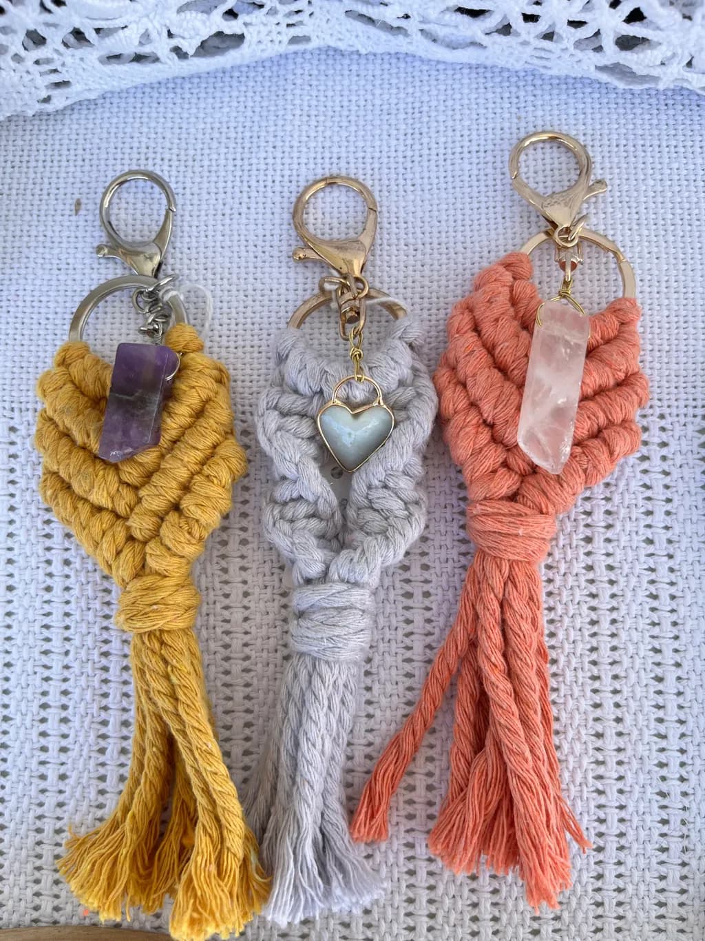 Charming Macramé Keychains with Crystals: A Touch of Color and Positive Vibes
