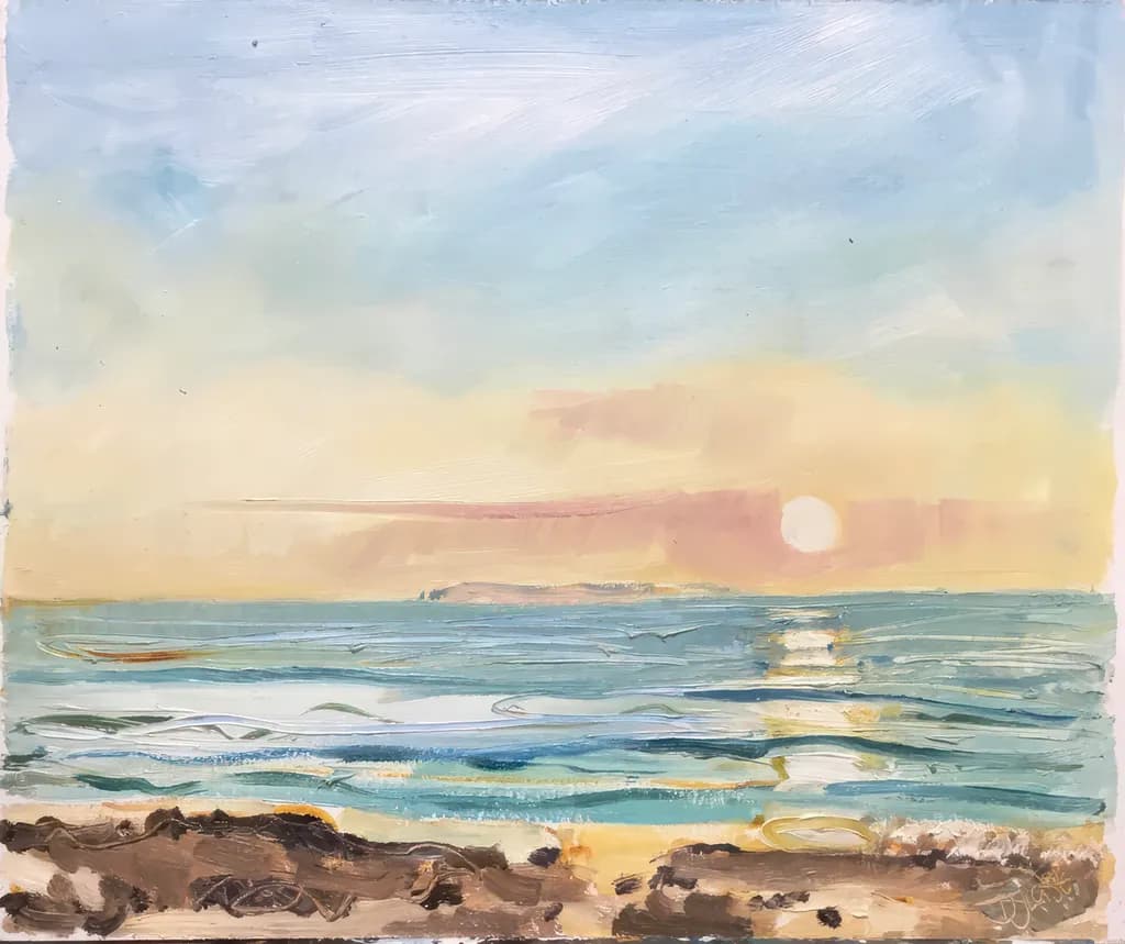 Serene Sunset Over Tranquil Waters: A Contemporary Landscape from Oxfordshire