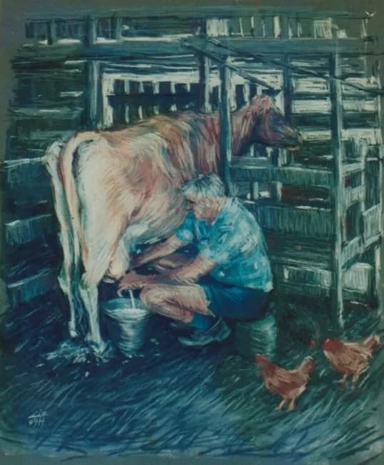 Milking his cows