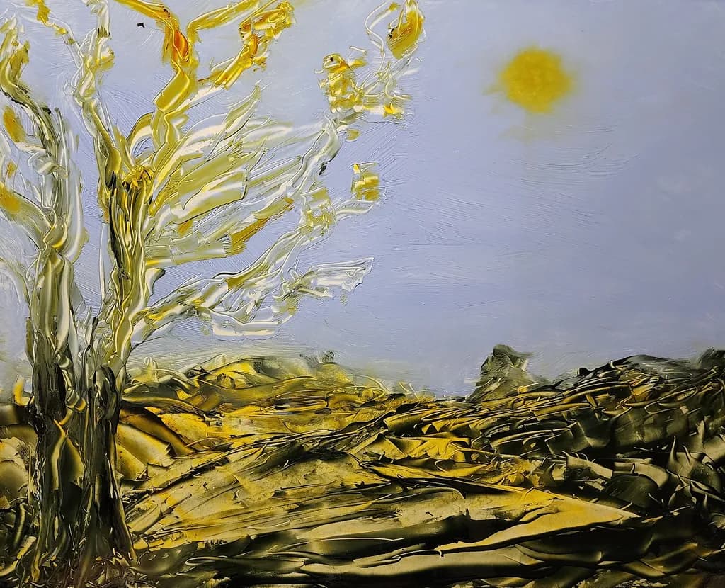 'Whispers of the Kaipara'. Oil on Canvas. 12" x 24". (A dance of light and texture amidst the landscape...)