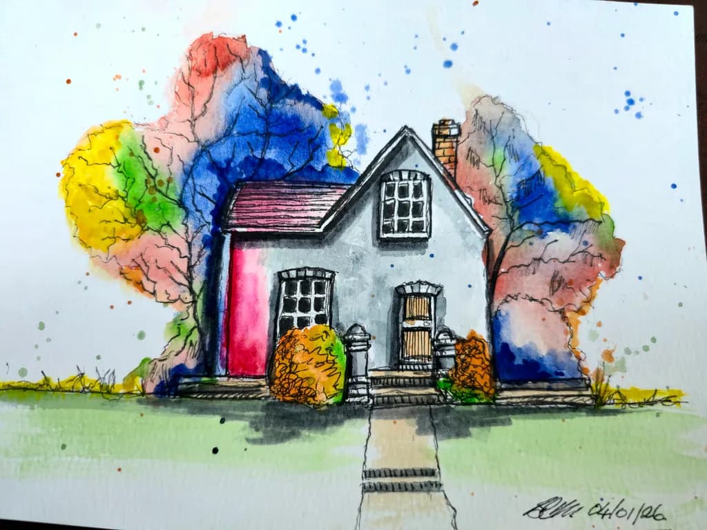 Colorful Cottage Landscape