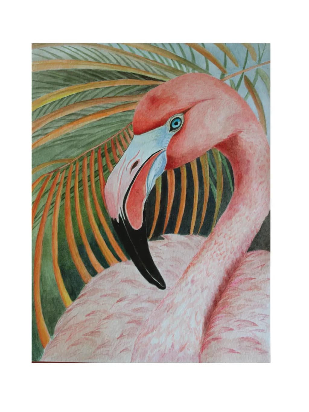 Flamingo Elegance: A Vibrant Portrait Amidst Tropical Foliage
