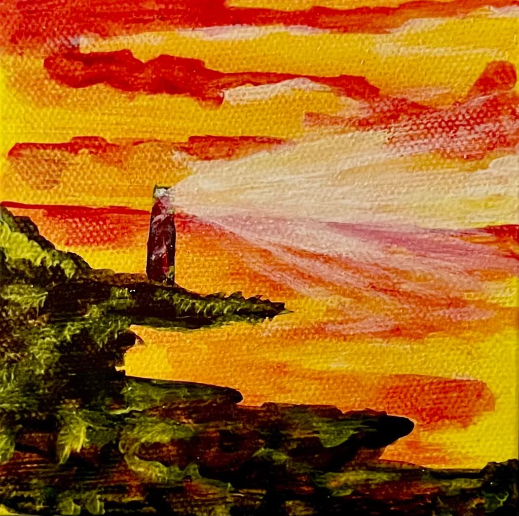 Radiant Beacon: A Serene Sunset Over Coastal Horizons