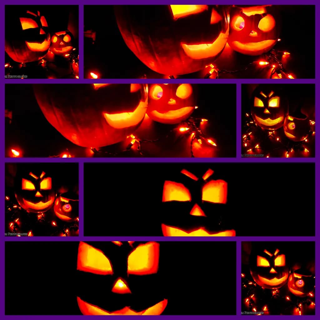 Whimsical Glow: A Playful Dance of Jack-o'-Lanterns in the Night