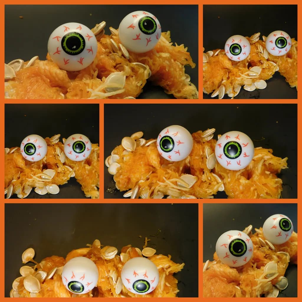 Whimsical Gaze: A Playful Encounter with Eyeballs and Pumpkin Seeds