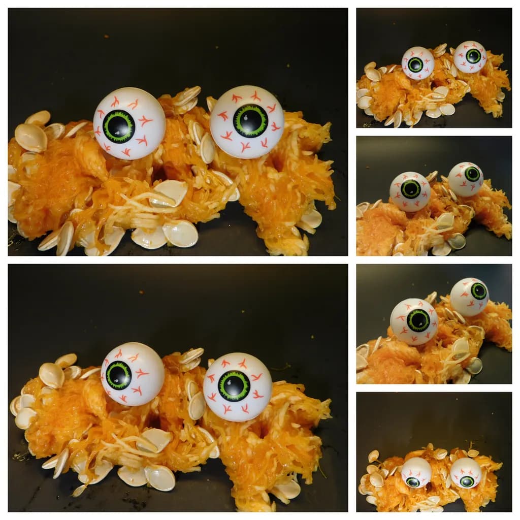 Whimsical Gaze: A Playful Encounter with Eyeballs and Pumpkin Delight