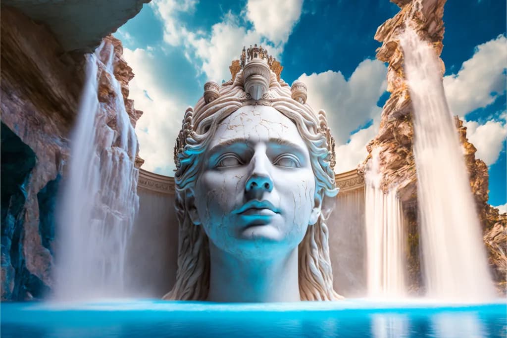 Elysian Reverie: The Serene Majesty of Water and Stone