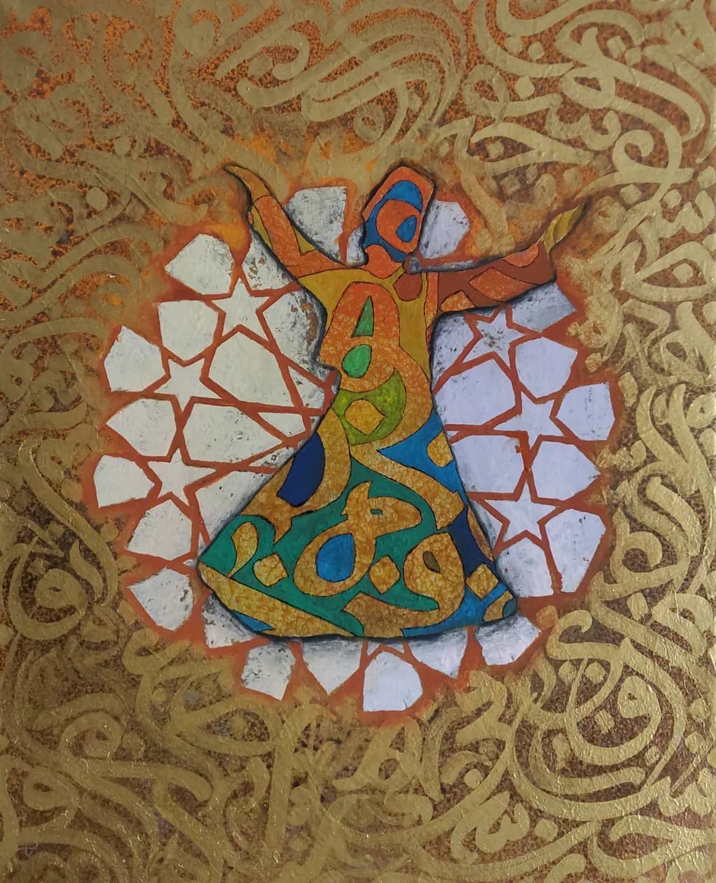 Whirling Colors: A Spiritual Dance of Ornate Patterns and Vibrant Energy