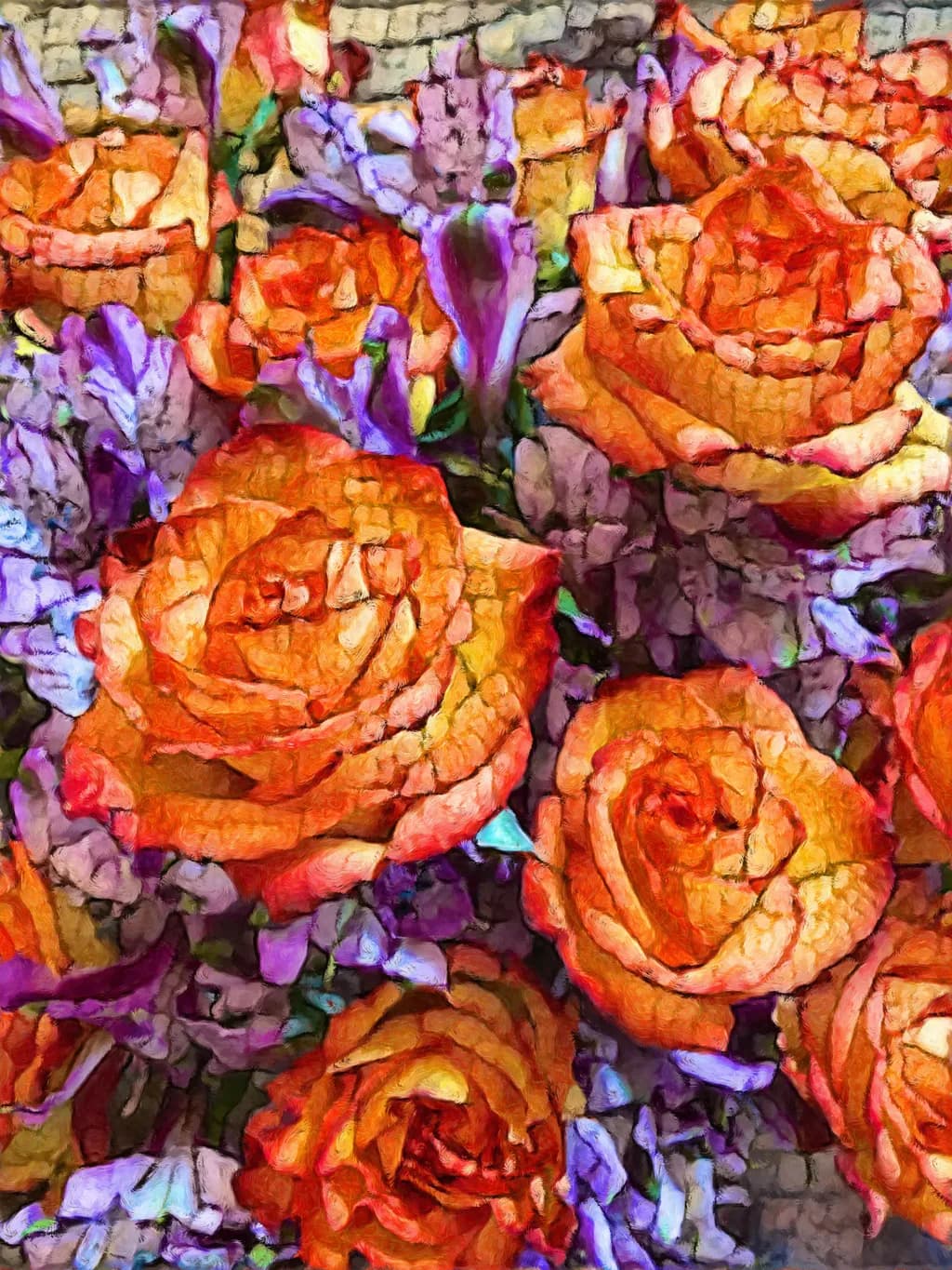 Orange Roses and Lavender