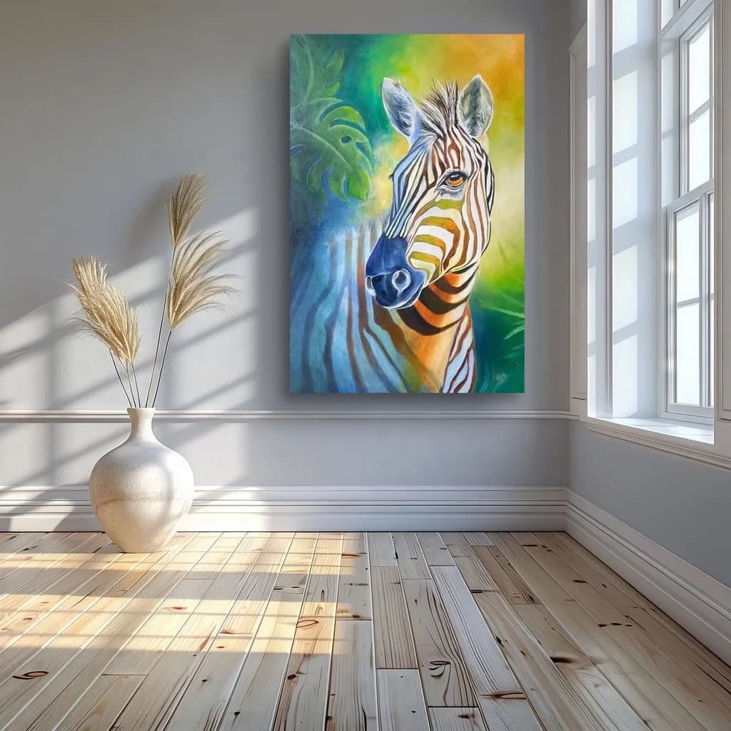 Colorful Zebra Portrait