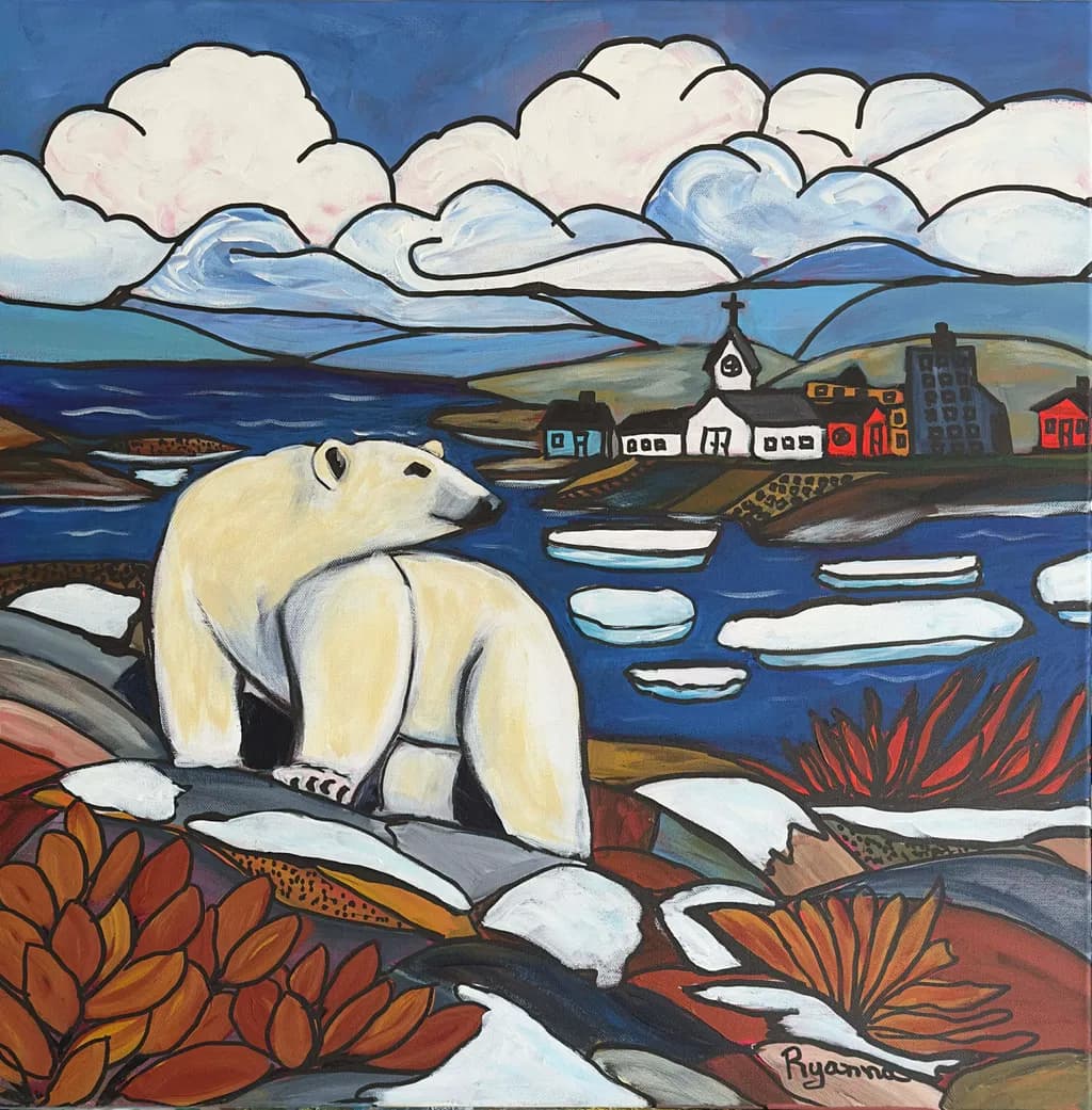 Polar Bear by the Village