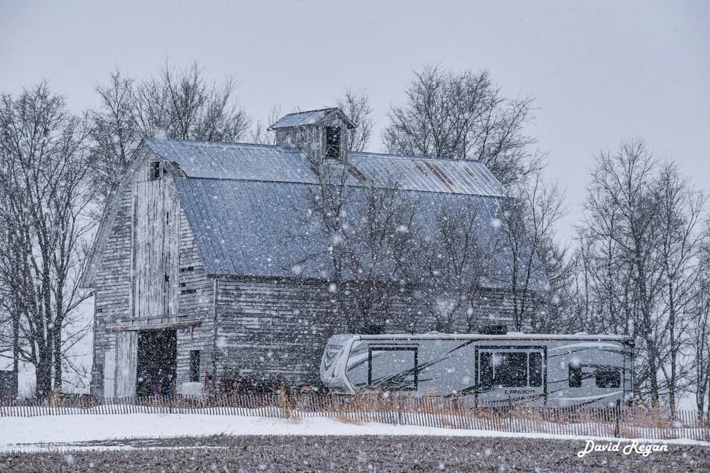 Snowy Barn Scene