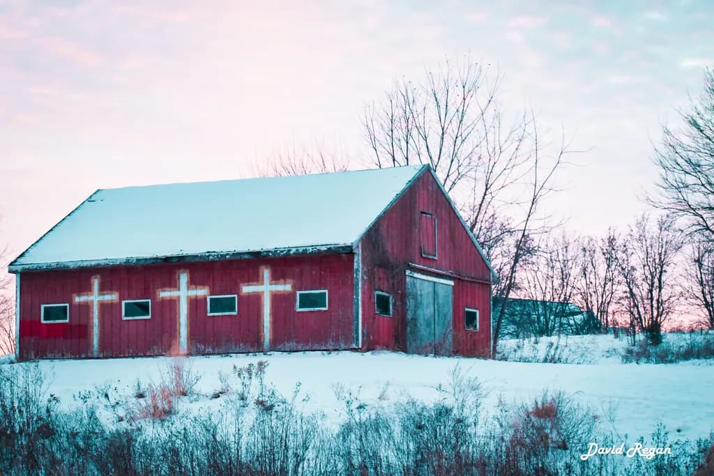 Red Barn in Snow