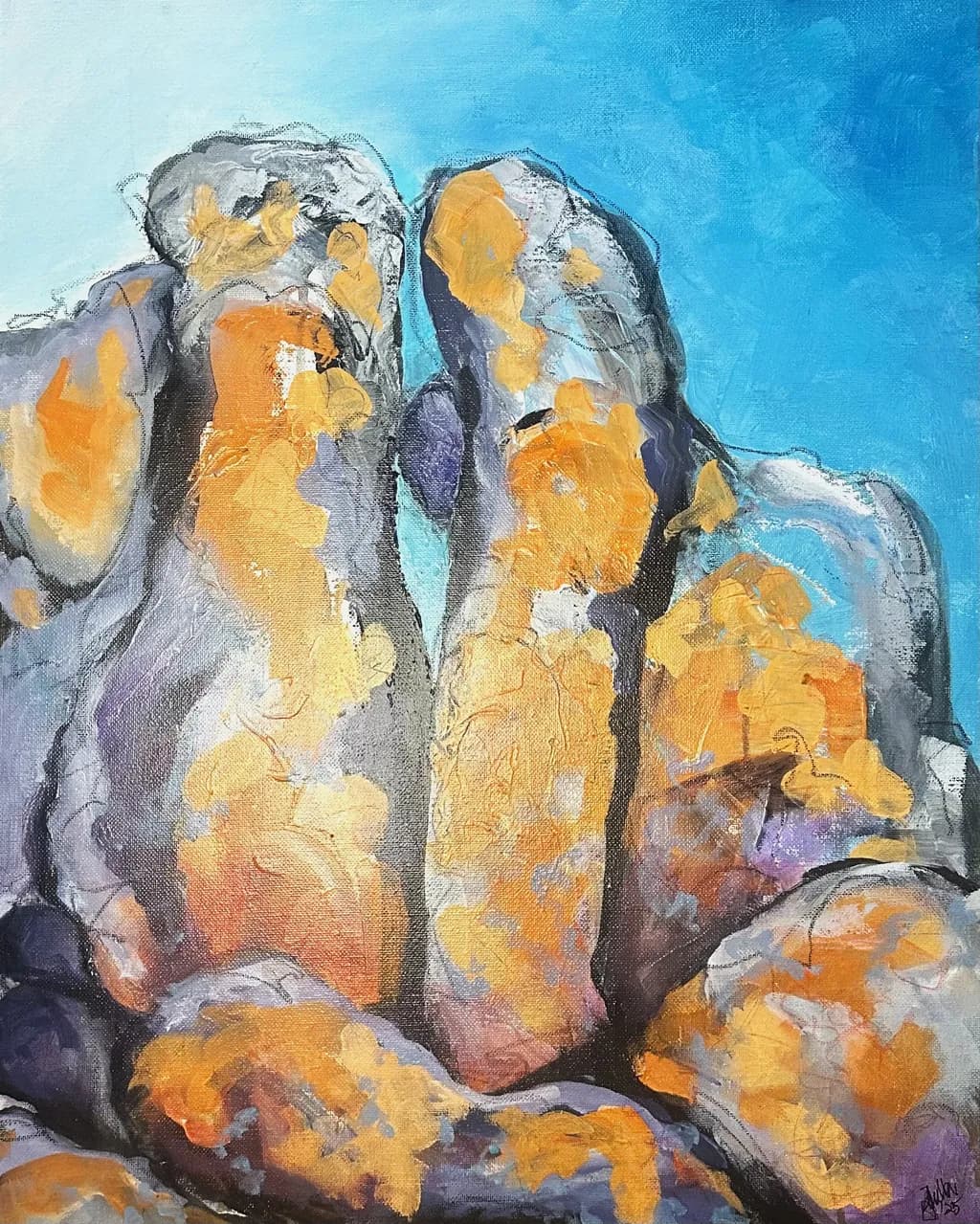 Whispers of Time: Abstract Rock Formation in Vibrant Hues