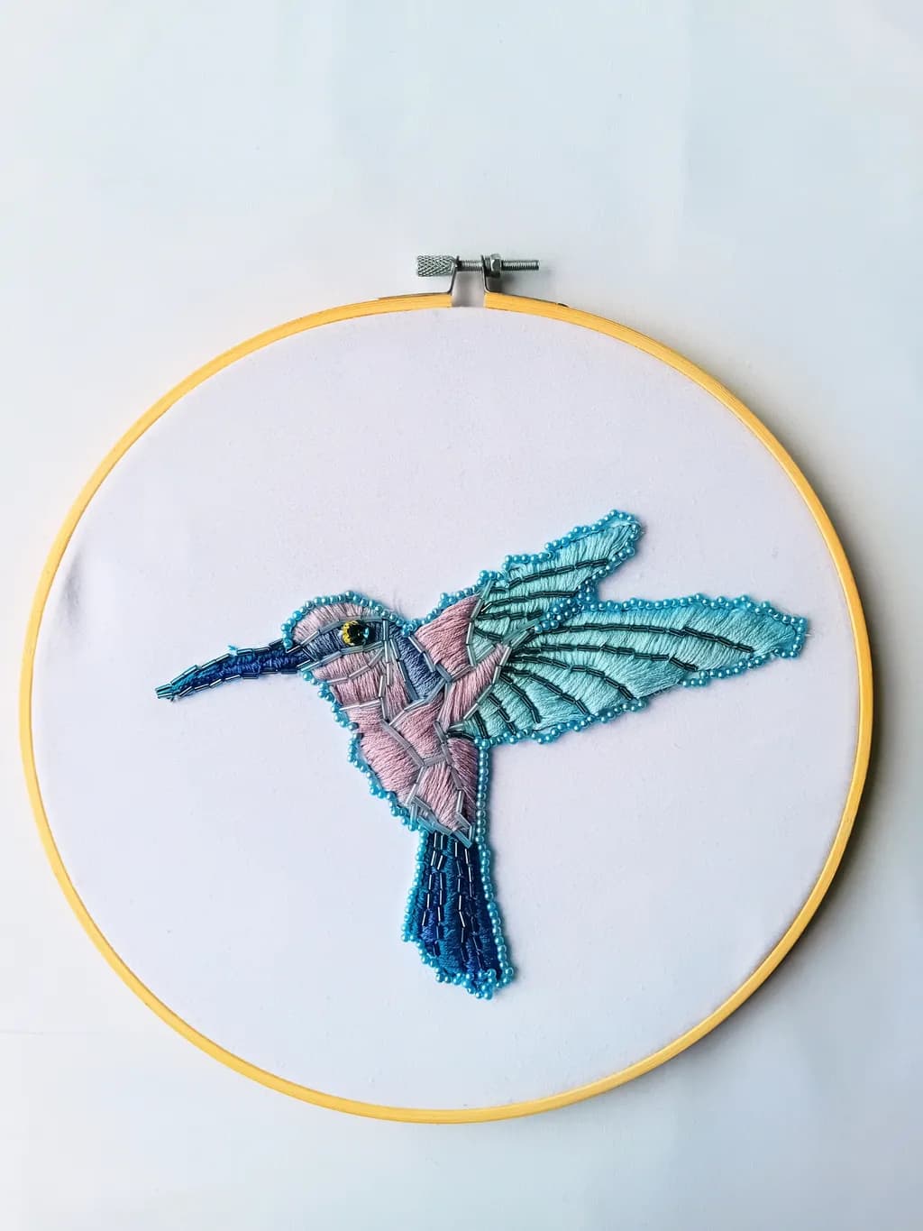 Blue Hummingbird Embroidery