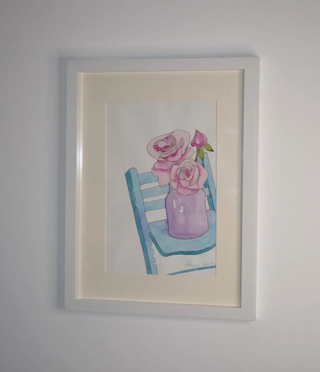 Gentle Roses on Blue Chair