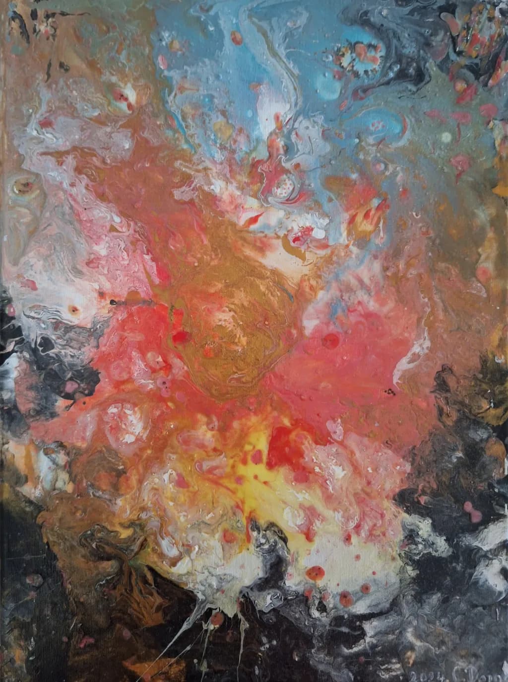 Vibrant Cosmic Dance: An Abstract Journey Through Color and Texture