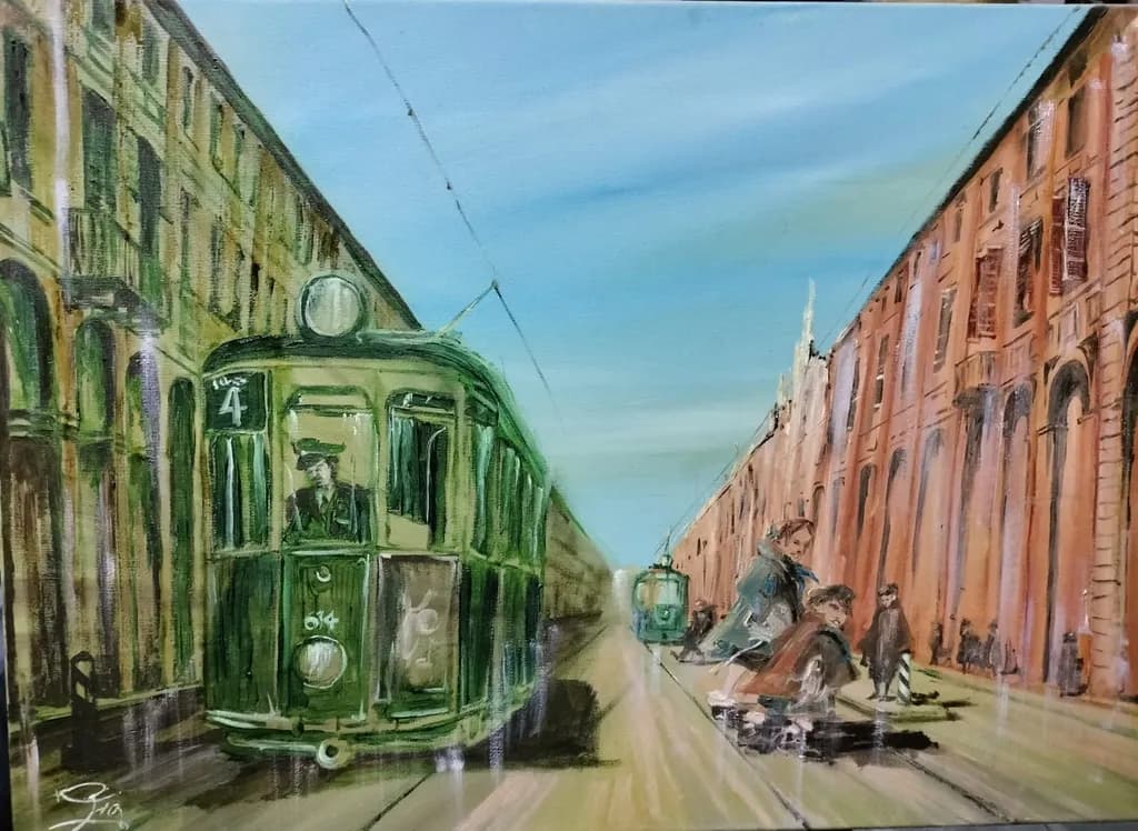Vintage Green Tram Street