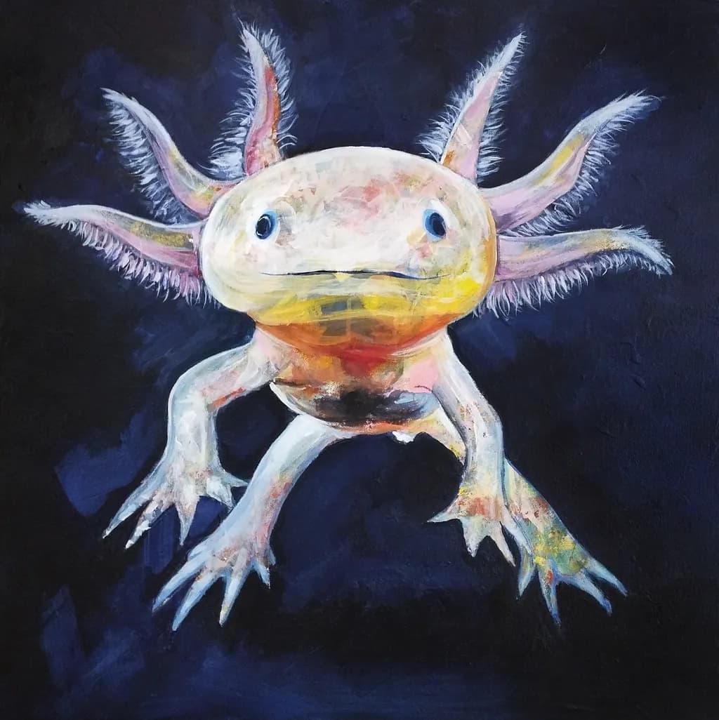 Whimsical Wonder: The Enigmatic Axolotl in Vibrant Hues