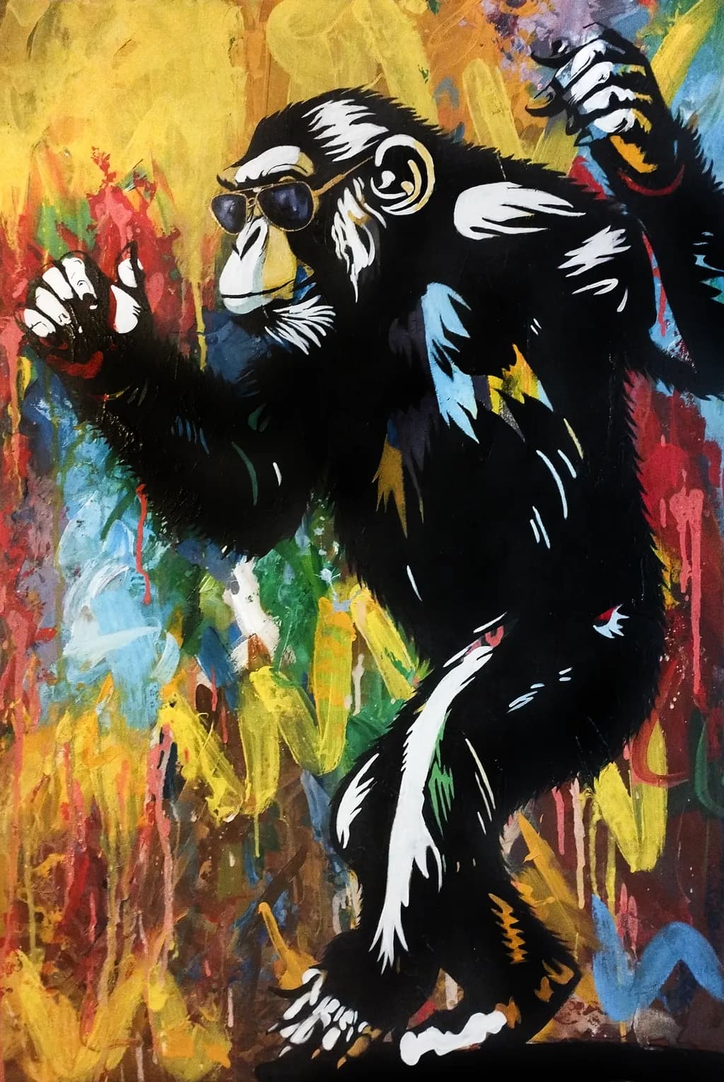 Dancing Chimp: A Vibrant Celebration of Color and Joy
