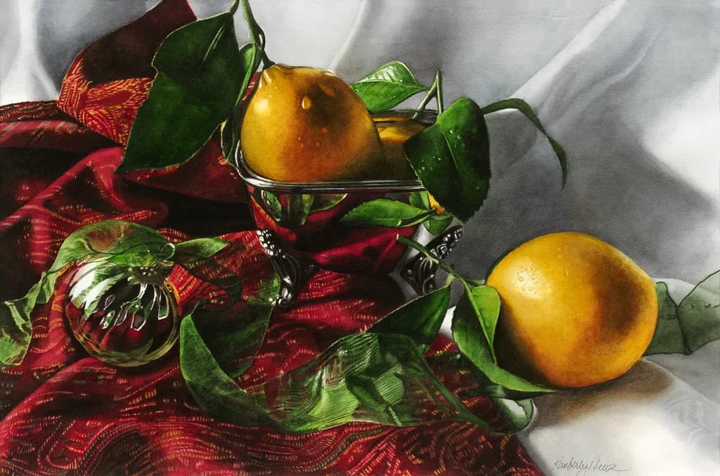Lemons on Red Drape