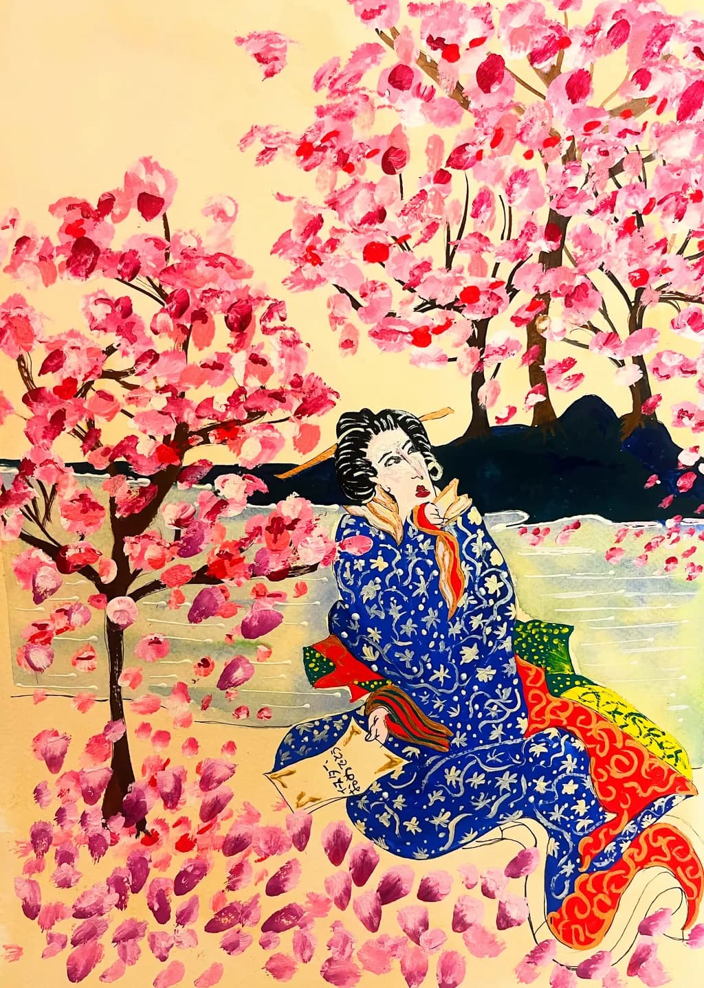 Silent Reverie beneath Blossoms