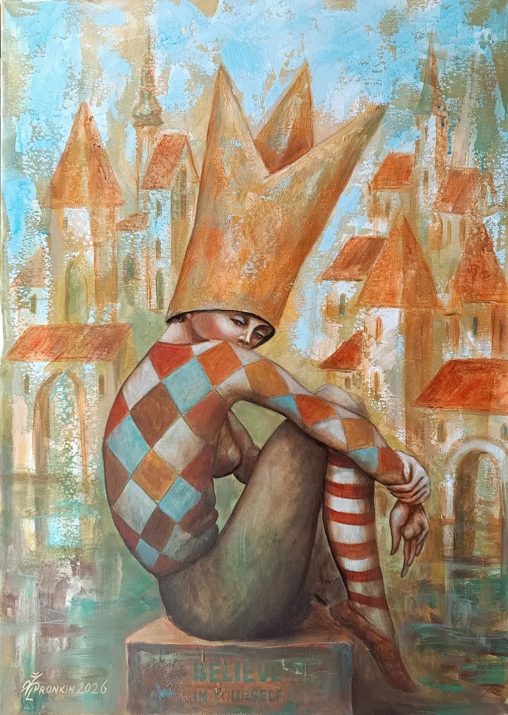 Harlequin in a Town