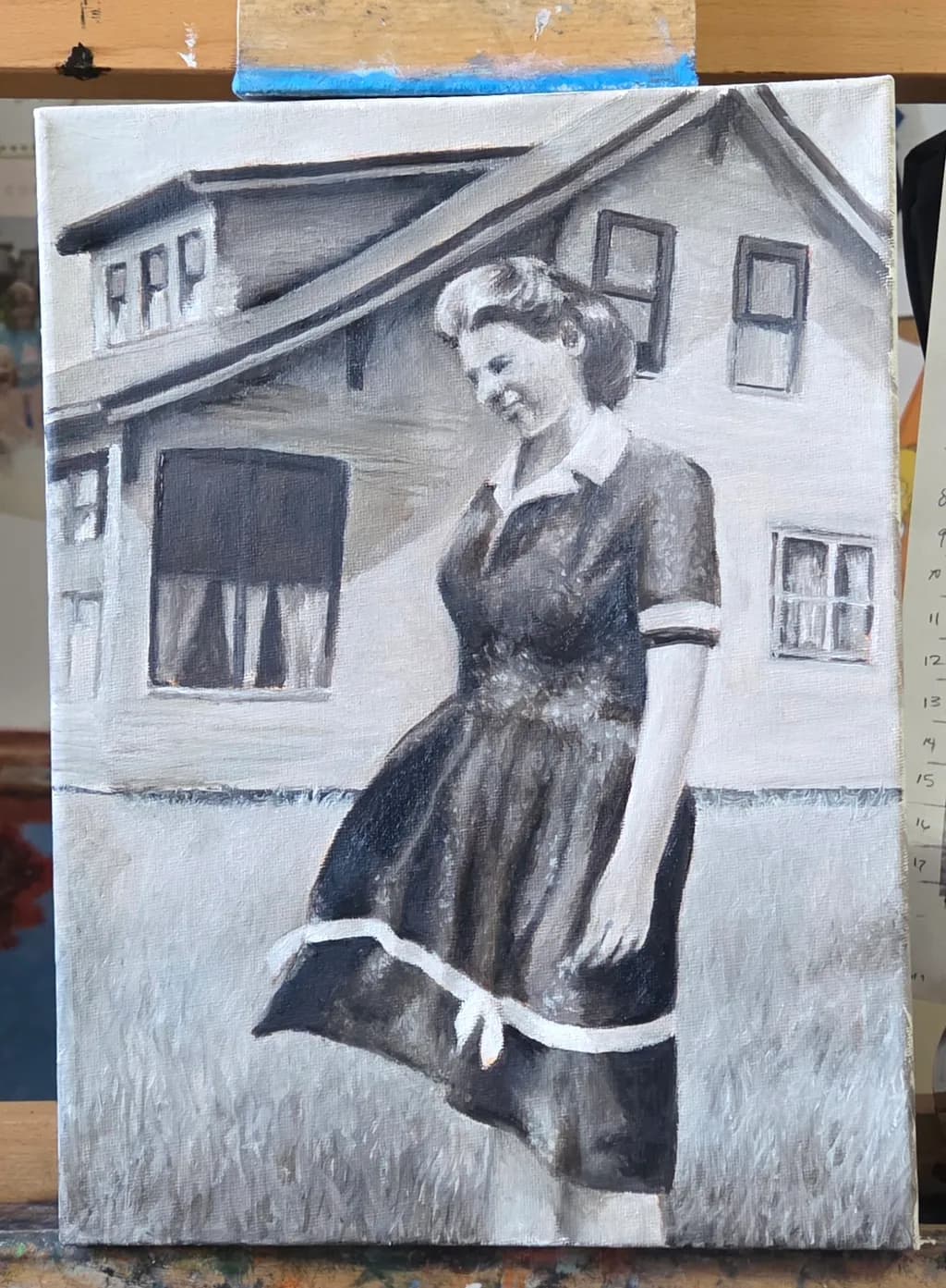Woman in Front of House