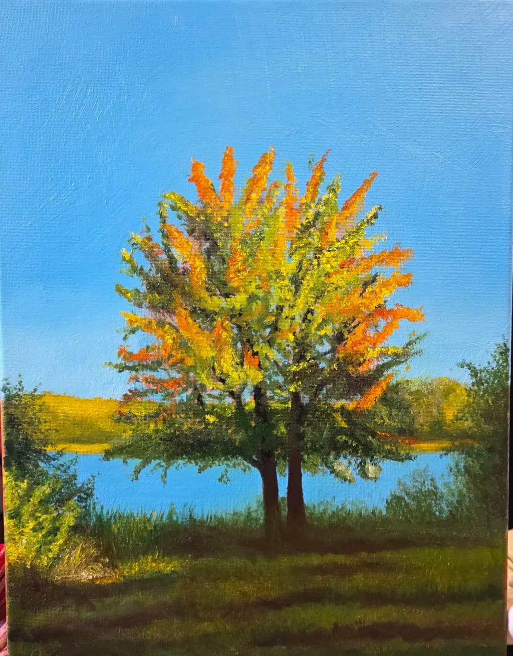 Autumn Tree by the Lake
