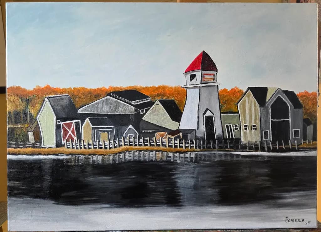 Autumn Harbor Lighthouse