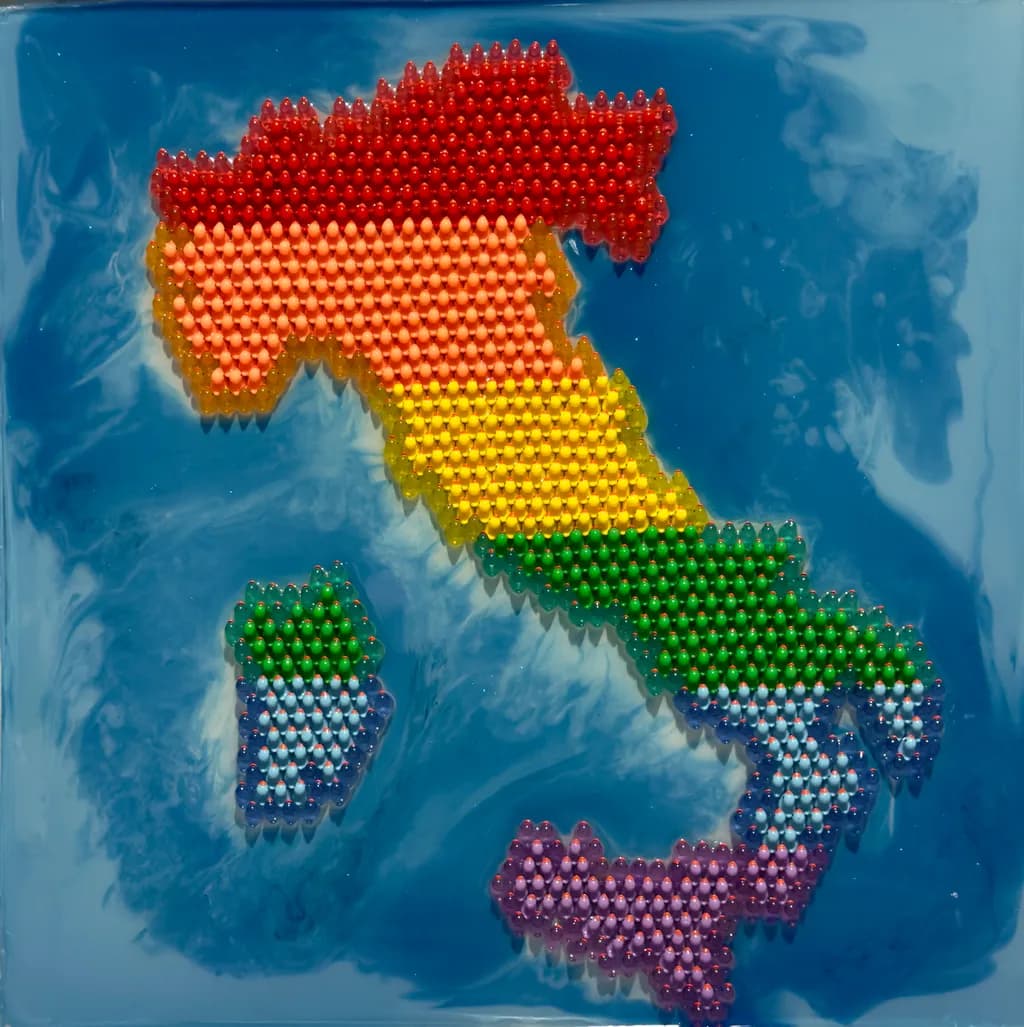 Vibrant Pride: An Abstract Map of Italy in Colorful Harmony