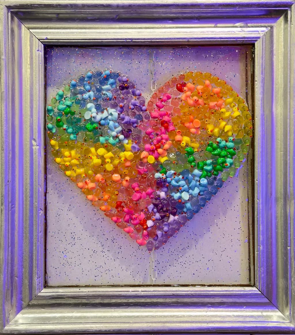 Colorful Heart of Beads: A Decorative Framed Art Piece Celebrating Love and Joy