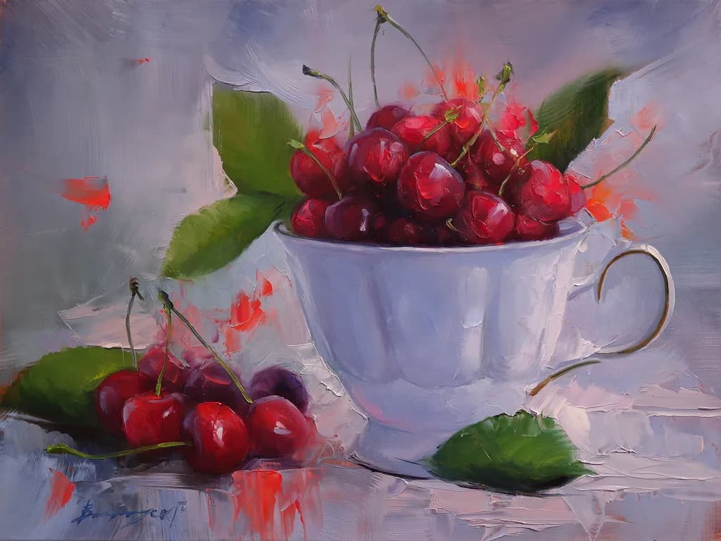 Cherries in Teacup