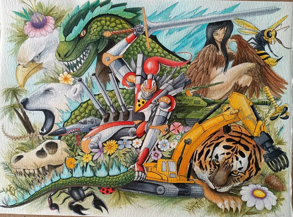 Mechanical Creatures: A Fantasy Collage of Nature and Imagination