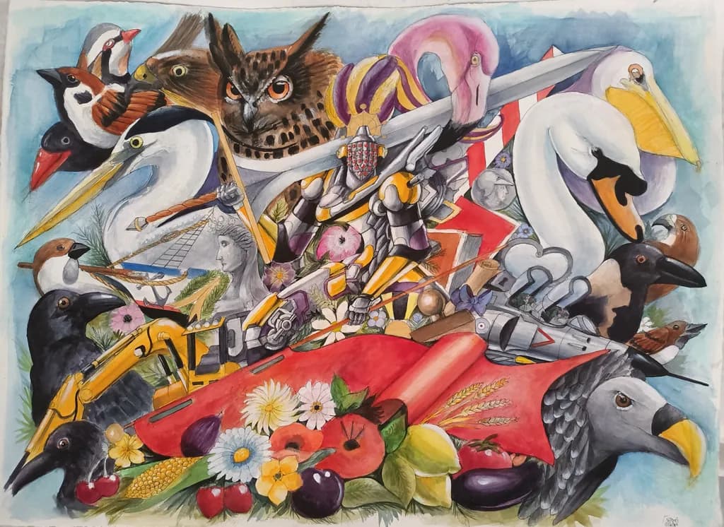 Colorful Collage of Birds: A Creative Fusion of Nature and Artistry