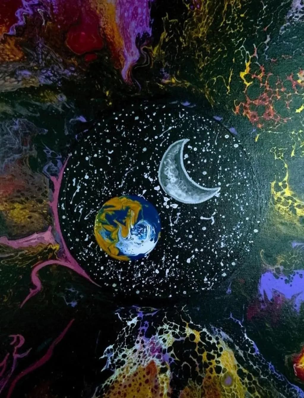 Crescent Moon Over Painted Planet