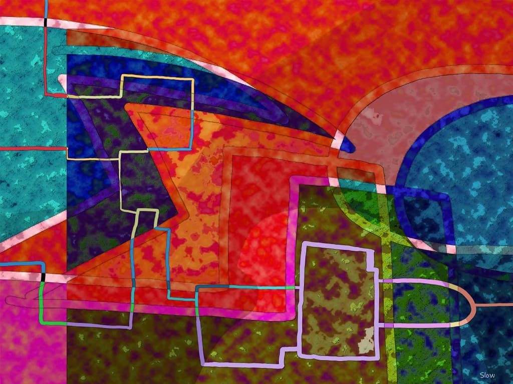 Vibrant Geometric Harmony: A Dance of Color and Form in Abstract Art