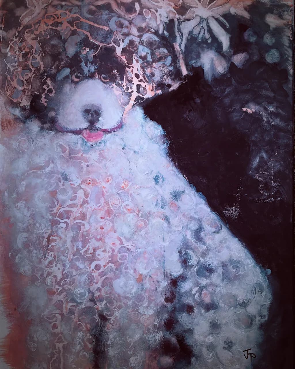 Whispers of Fur: A Dreamy Canine Portrait in Abstract Harmony