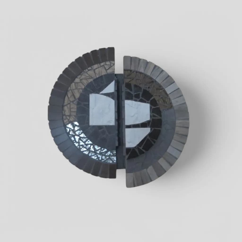 Mosaic Harmony: A Contemporary Wall Art Piece in Shades of Gray and Silver