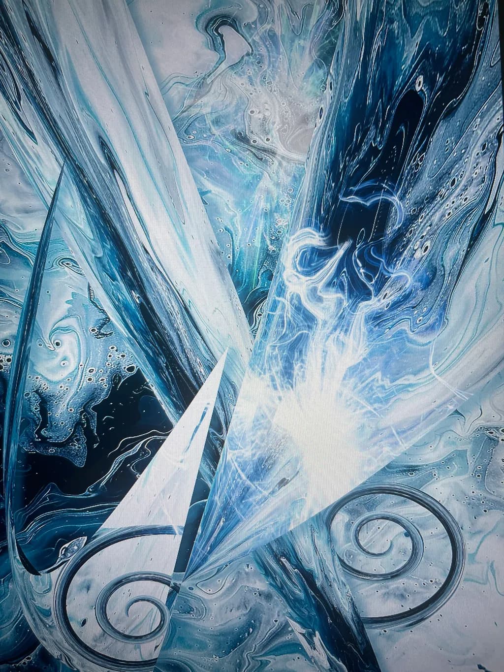 Ethereal Waves: A Dance of Light and Color in Blue Tones