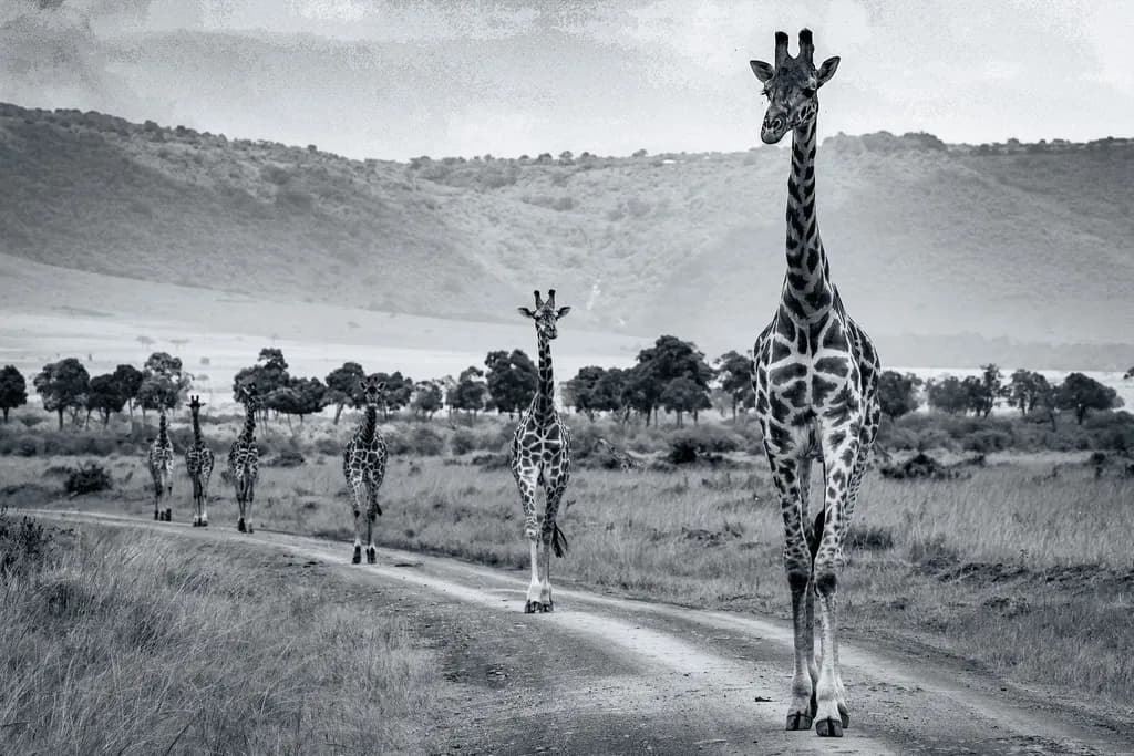 Giraffes on Path
