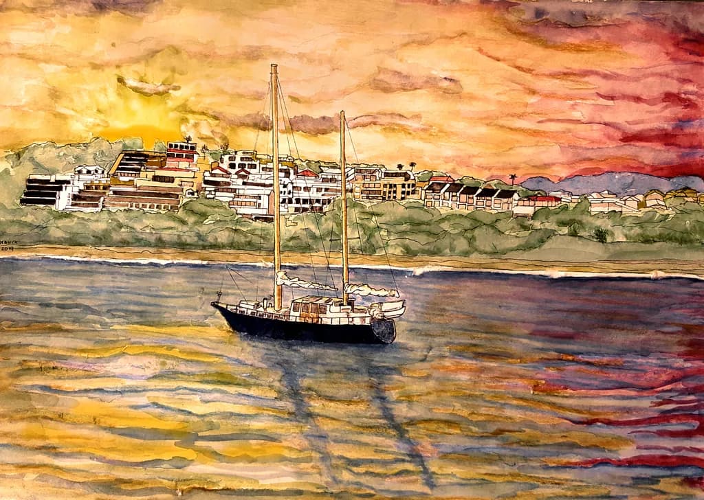 Boat in Coffs Sunset