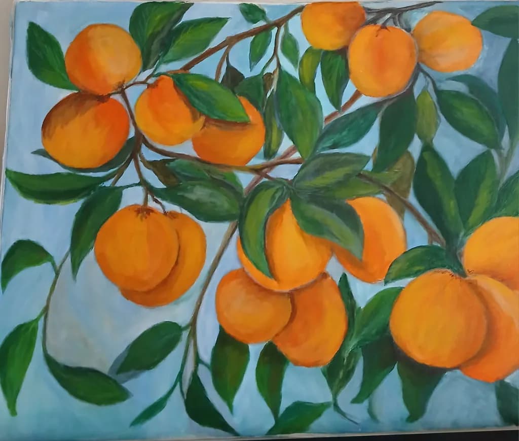 Vibrant Citrus Harmony: A Lush Celebration of Oranges and Leaves in Nature's Palette
