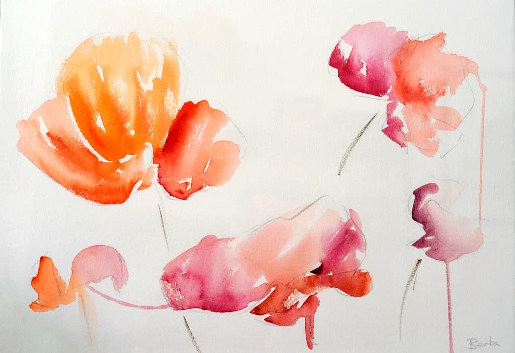 Poppies in Purple and Orange